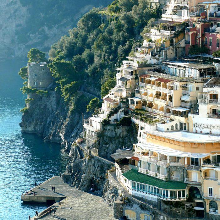 Breathtaking view of Positano's iconic cliffside architecture in Italy.